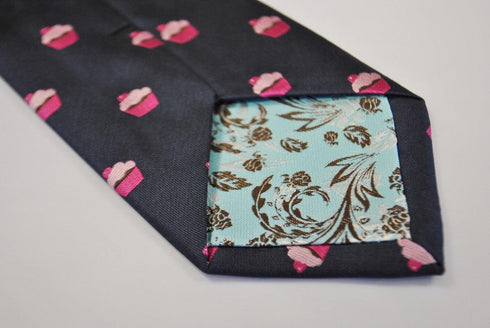 navy tie with cupcake design